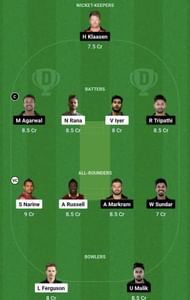 KKR vs SRH Dream11 Prediction Team, Grand League